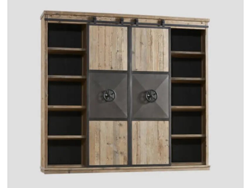 Libreria DB006371 legno vecchio interni laccati Lavagna rifiniture metallo di Dialma Brown