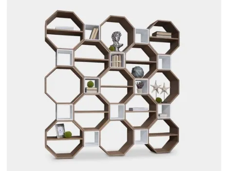 Libreria DB006653 componibile 25 moduli in legno di Dialma Brown