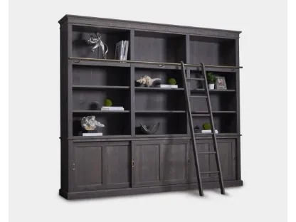 Libreria DB006656 con scaletta in legno Dark Grey e Metallo di Dialma Brown