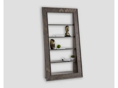 Libreria DB006712 inclinata frontale patchwork in legno di Dialma Brown