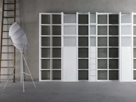 Libreria The Only One finitura 3d Fleur laccato opaco su misura di Capo d'Opera