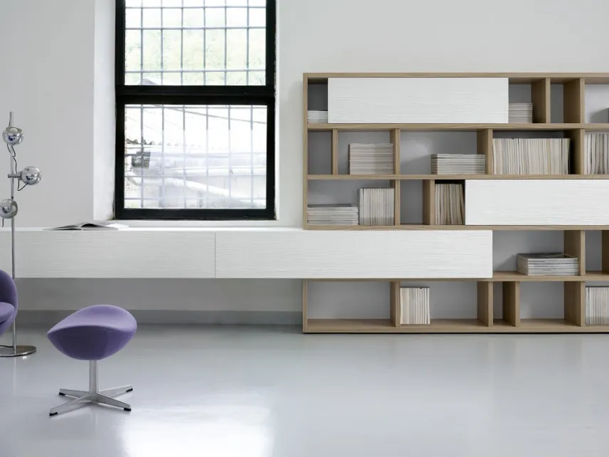 Libreria The Only One finitura Kalahari e rovere componibile di Capo d'Opera