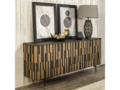 Madia Bellatrix realizzata in legno laccato color brunito e legno massello di Rovere naturale lavorato a mano con base in metallo di Dialma Brown