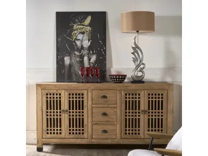 Madia Camaiore realizzata in legno di Old Pine con piedini in metallo color Grafite di Dialma Brown