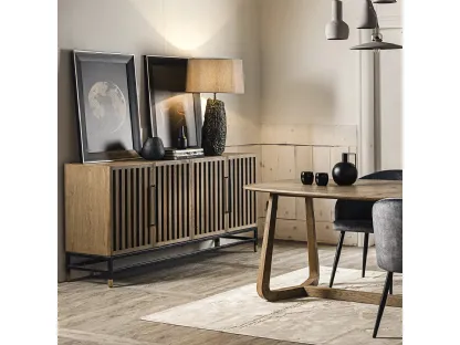 Madia Creta realizzata in legno stratificato laccato color Grafite e legno massello di Rovere naturale di Dialma Brown