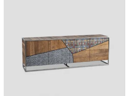 Madia DB005439 ante legno vecchio stampate patchwork struttura inox di Dialma Brown