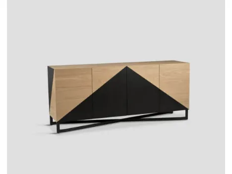 Madia DB006308 rovere chiaro con inserti laccati finitura nero di Dialma Brown