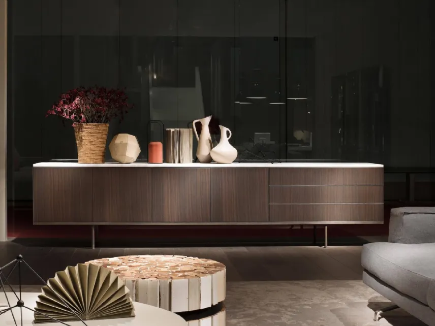 Madia in legno con top in marmo Long Island di Lema