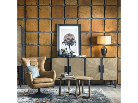 Madia Merope realizzata in legno stratificato laccato color brunito e legno massello di Rovere naturale di Dialma Brown