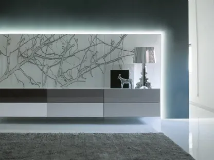 Madia sospesa Show finitura Laccato Lucido con boiserie 3d Sherwood bianco anticato di Capo d'Opera