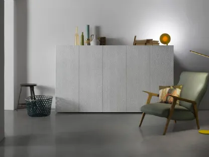 Madia Alta  Zurich finitura Stone laccato opaco con ante scorrevoli a pacchetto di Capo d'Opera