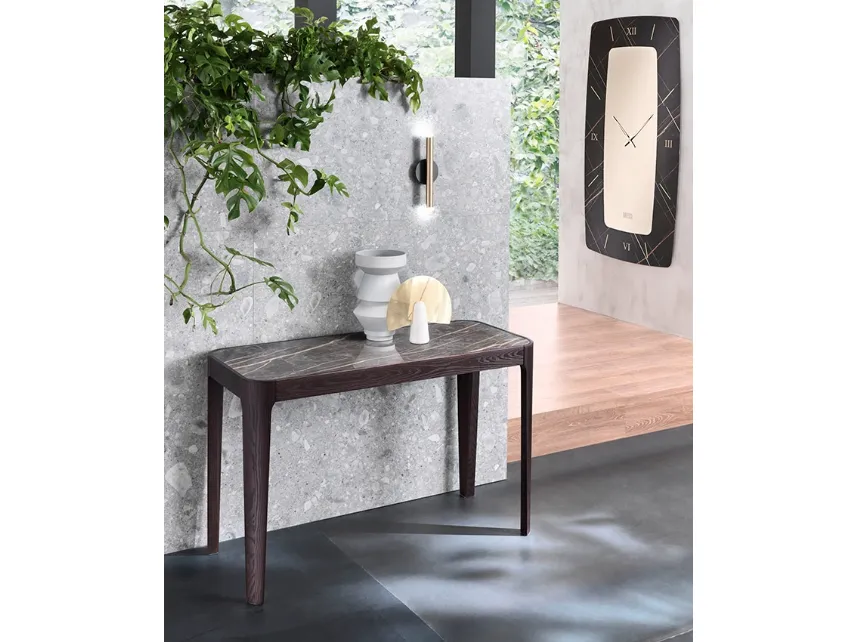 Mobile ingresso Consolle allungabile  con top in ceramica e base in legno di Frassino Cross di Riflessi