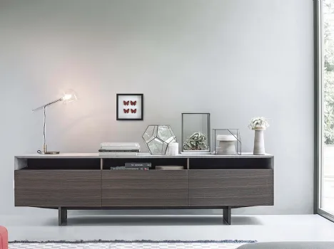 Mobile Porta Tv Marble Arch in legno con top in cemento di Lema
