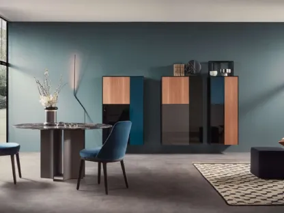 Mobile sospeso Sistema LT40 Mix Laccati lucidi e legno di Lema