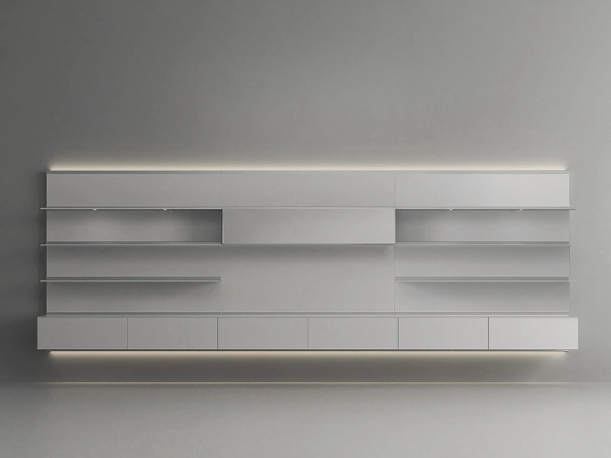 Parete Attrezzata Abacus Grigio Chiaro di Rimadesio