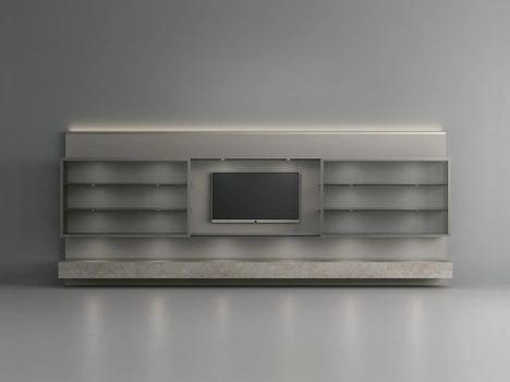 Parete Attrezzata Abacus Platino di Rimadesio