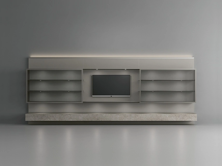 Parete Attrezzata Abacus Platino di Rimadesio