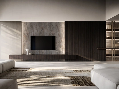Parete Attrezzata Groove in legno e gres di Modulnova