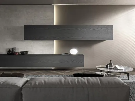 Parete Attrezzata Blade 04 in Rovere Fumo di Modulnova