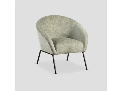 Poltroncina imbottita con rivestimento in tessuto e base in metallo Adelaide di Dialma Brown