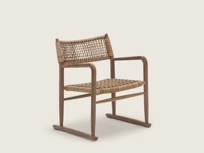 Poltroncina Kim SH Cord in legno e cuoio intrecciato di Flexform