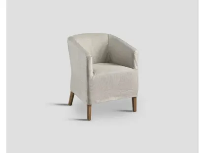 Poltroncina imbottita Weymouth in tessuto con piedi in legno di Dialma Brown