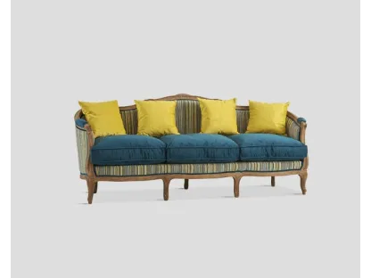 Divano DB005793 3 posti rovere rivestito velluto multicolor e Verde Ottanio di Dialma Brown