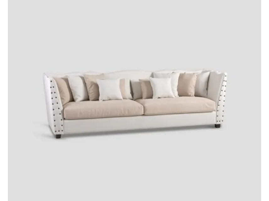 Divano DB006564 4 posti sagomato con borchie di Dialma Brown