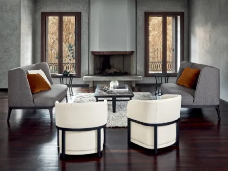 Divano lineare in tessuto Dragonfly di Flexform