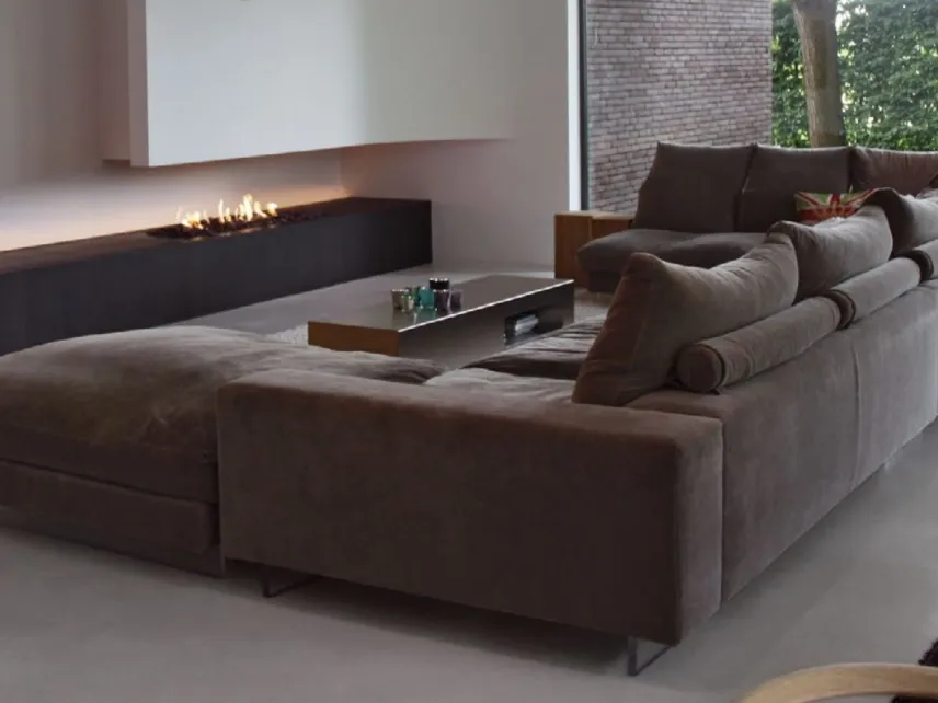Divano angolare con penisola in tessuto Lightpiece di Flexform