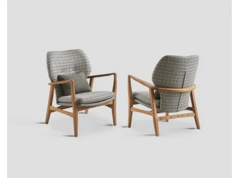 Poltrona DB005723 struttura faggio imbottita rivestita tessuto con cuscino di Dialma Brown
