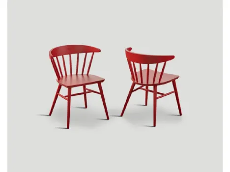 Sedia Alma in legno massello, finitura laccato Red Decor di Dialma Brown