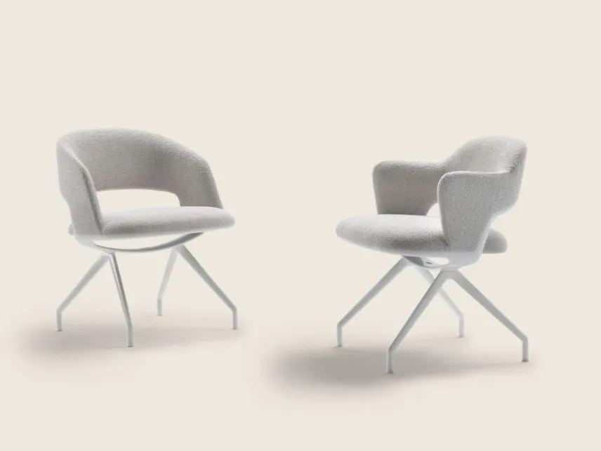 Sedia Alma in tessuto con base girevole in alluminio di Flexform