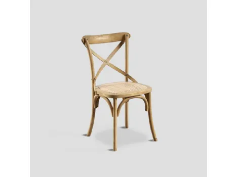 Sedia Arianna in legno massello di Rovere naturale con seduta in cannettato intrecciato di Dialma Brown