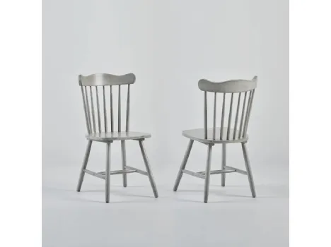 Sedia Blanca realizzata in legno massello laccato Dark Grey patinato di Dialma Brown