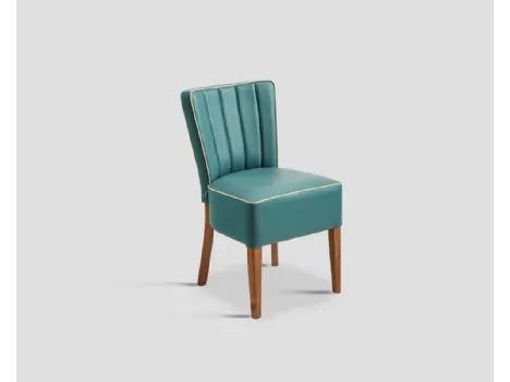 Sedia DB005920 faggio rivestita ecopelle Verde Smeraldo bordatura Beige di Dialma Brown