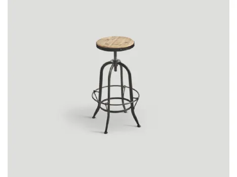 Sgabello girevole e regolabile in altezza Ercol in metallo con seduta in legno massello di Old Pine di Dialma Brown