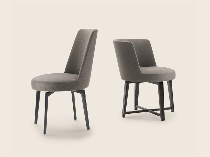Sedia Hera in tessuto con gambe in legno massello di Flexform