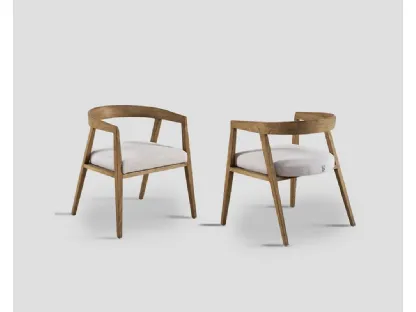 Sedia Honolulu con struttura in legno naturale e seduta in tessuto di Dialma Brown