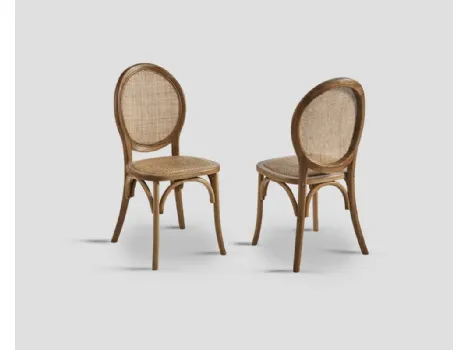 Sedia Jolanda in legno massello di Rovere naturale con seduta e schienale in cannettato intrecciato di Dialma Brown