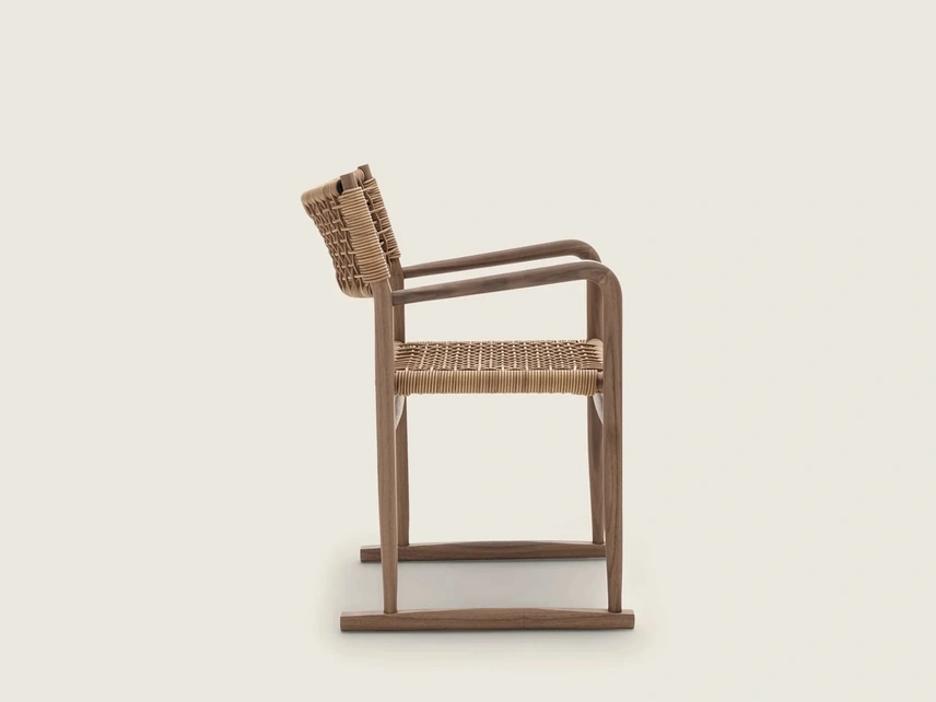 Sedia Kim SH Cord in cuoio e legno di Flexform