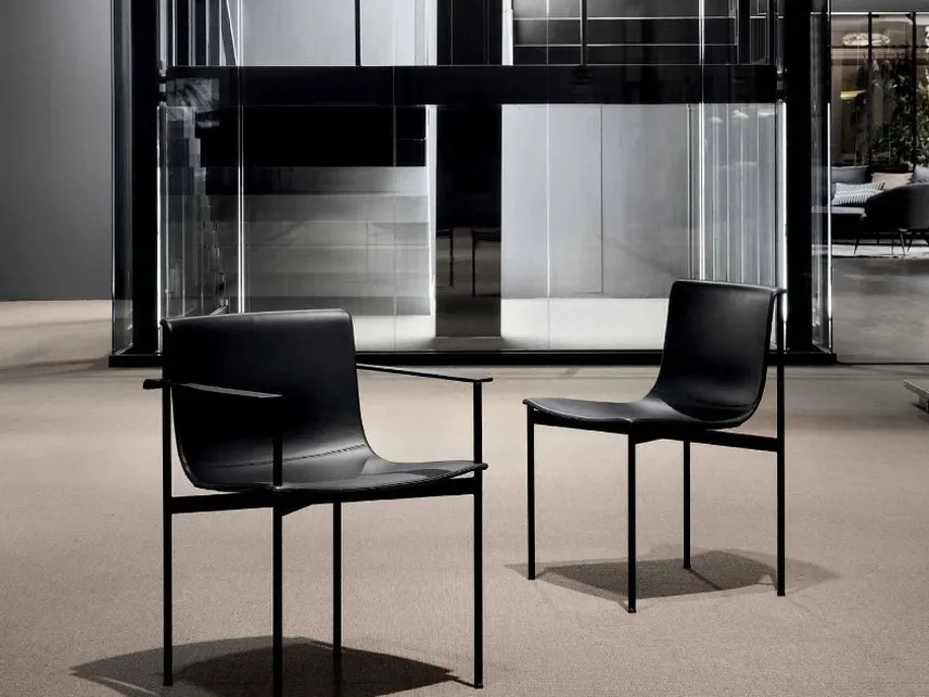 Sedia in pelle Ombra di Lema