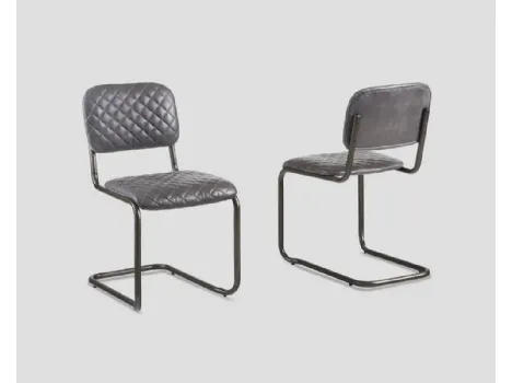 Sedia Philadelphia in vera pelle trapuntata con struttura in metallo di Dialma Brown