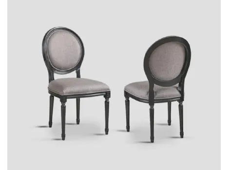 Sedia Pompea in tessuto imbottito con struttura in legno massello laccato Black Vintage di Dialma Brown