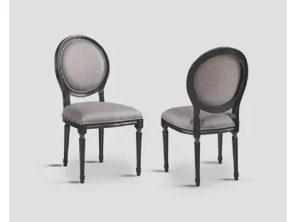 Sedia Pompea in tessuto imbottito con struttura in legno massello laccato Black Vintage di Dialma Brown