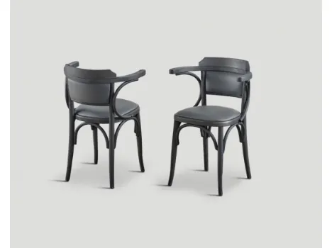 Sedia DB004091 finitura nero vintage sedile e schienale ecopelle grigio antracite di Dialma Brown