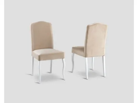 Sedia DB006435 faggio laccato bianco seduta e schienale rivestite velluto di Dialma Brown