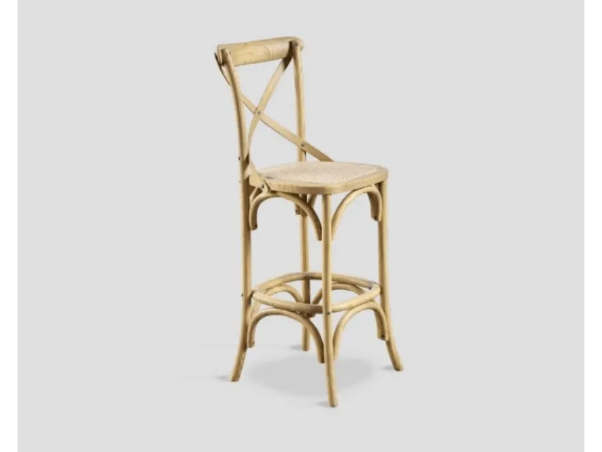 Sgabello DB005316 olmo finitura naturale seduta paglia intrecciata e schienale di Dialma Brown