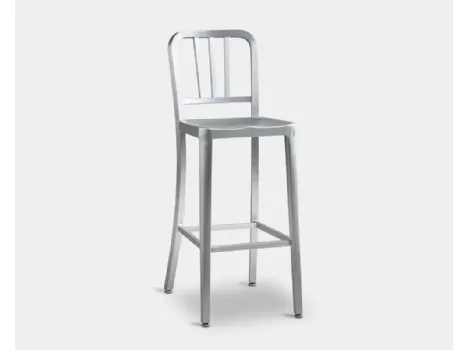 Sgabello Naval con struttura in Alluminio finitura spazzolata di Dialma Brown
