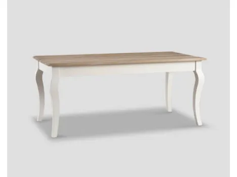 Tavolo DB006148 base laccata bianco e top rovere vintage chiaro di Dialma Brown